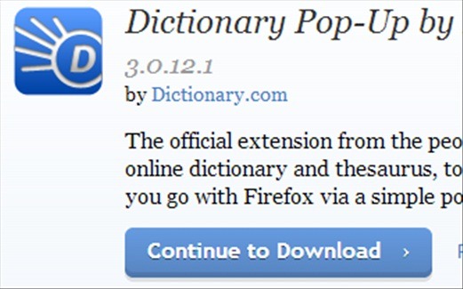 Dictionary pop up 01- dictionary add on