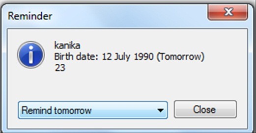 SE-BirthdaysCalendar - Free reminder software - Reminder