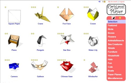 Origami player interface