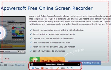 Online screen recording