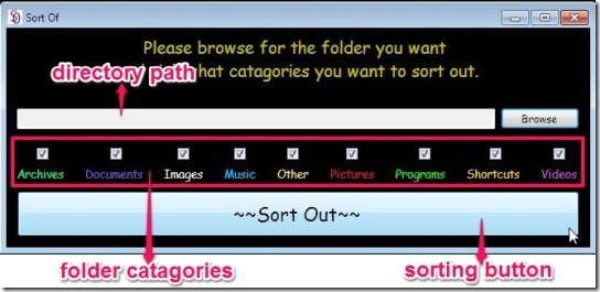 SortOf main interface