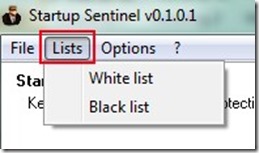 Startup Sentinel_lists option 03 control programs at startup