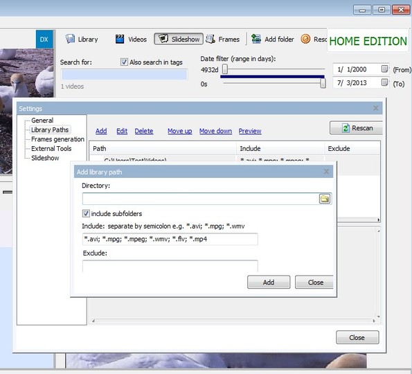 Video Manager adding folder