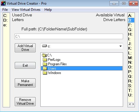 Virtual Drive Creator default window