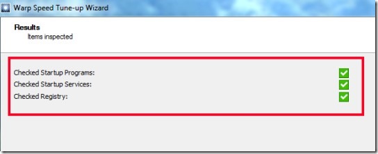Warp Speed PC Tune-up software- results