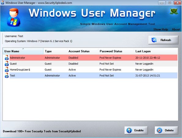 Windows User Manager default window