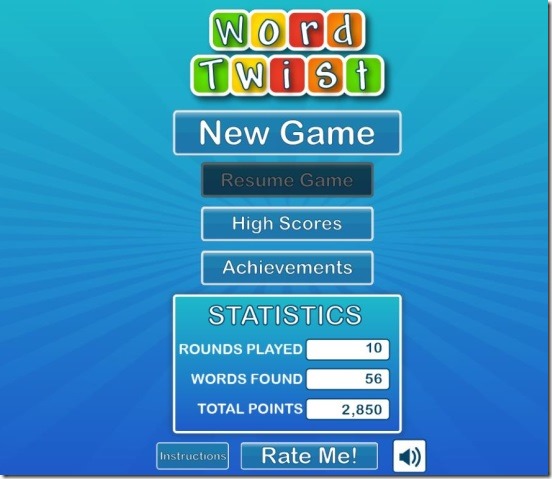 Word Twist-Main Screen