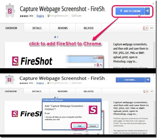 Adding fireshot to chrome