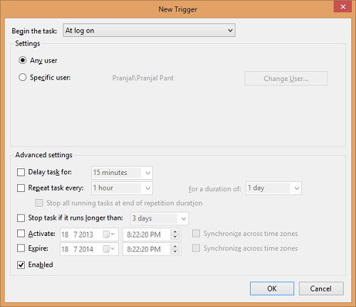 configure trigger