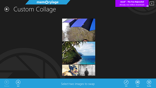 custom collage selection screen
