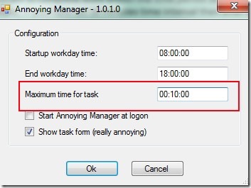 Annoying Manager- configure window
