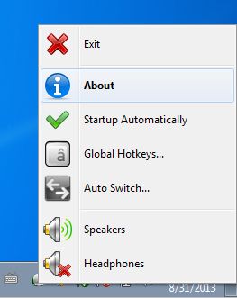 Audio Output Switcher default window