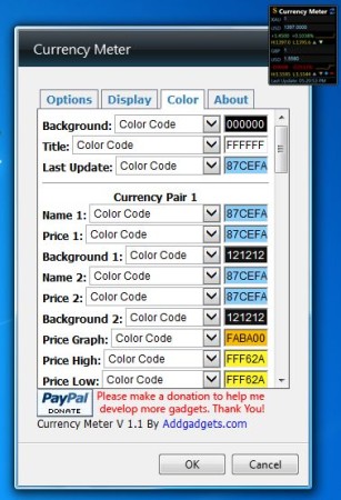 Currency Meter settings