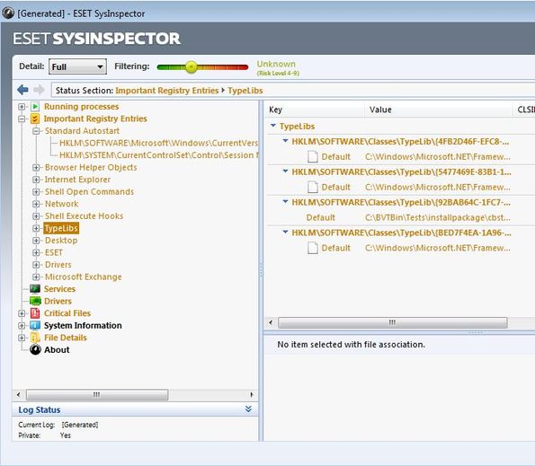 ESET SysInspector unknown status