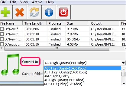 ESFSoft Audio Converter- select output format