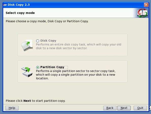 EaseUS Disk Copy Home Edition working wizard