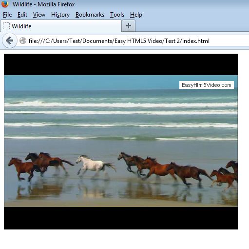 Easy HTML5 converted video player playing