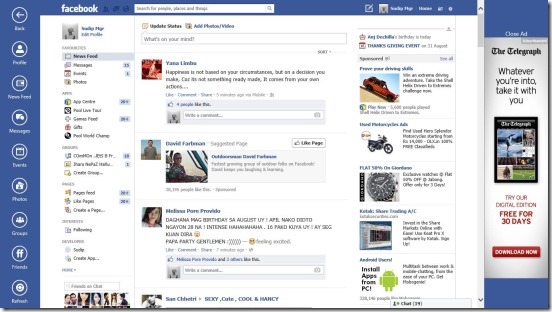 Facebook Browser - news feeds