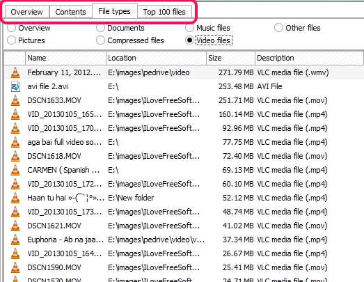 FolderVisualizer- file types tab