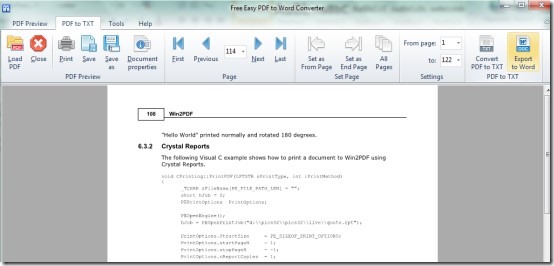 Free Easy PDF To Word Converter- interface