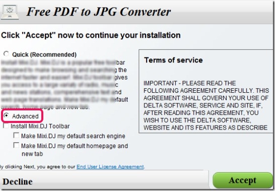 Free PDF to JPG- installation process