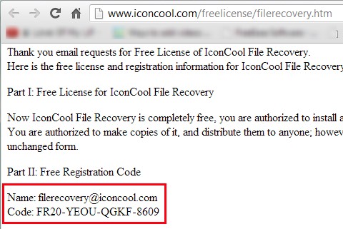 IconCool File Recovery- free registration