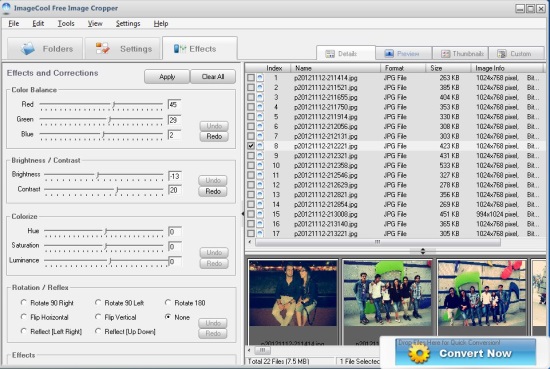 ImageCool Free Image Cropper - Effects and Corrections