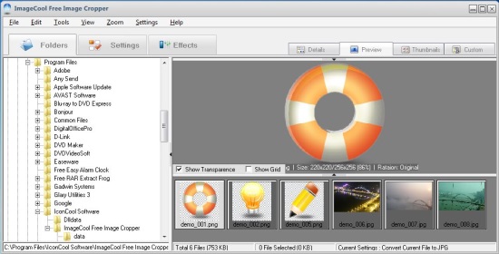 ImageCool Free Image Cropper - Interface