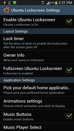 Lock screen settings