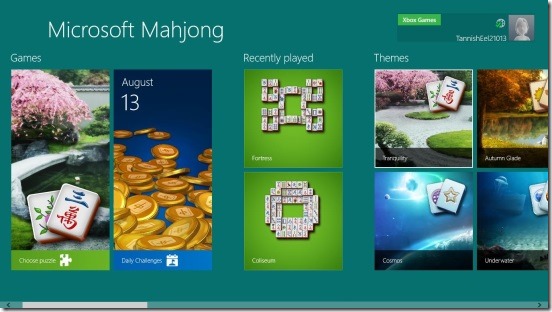 Microsoft Mahjong- main screen