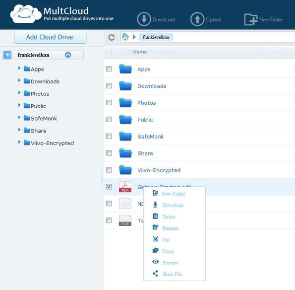 MultCloud selecting files