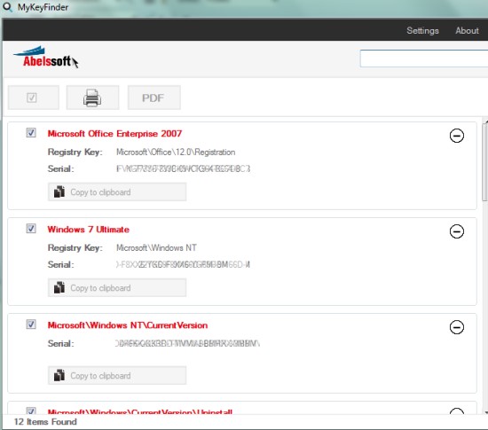 Free Key Finder To Recover Accidentally Lost Product Keys: MyKeyFinder MyKeyFinder- main interface