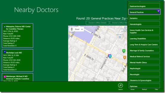 Nearby Doctors - filtering search