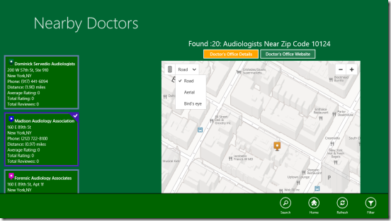 Nearby Doctors - mapping a search result