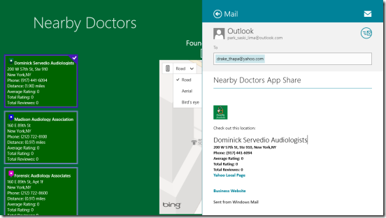 Nearby Doctors - sharing via mail