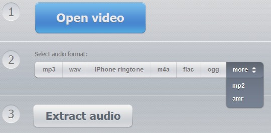 Online Audio Extractor- select output audio format to extract audio