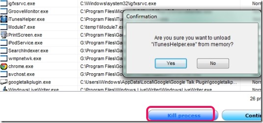 Programs Explorer- processes tab