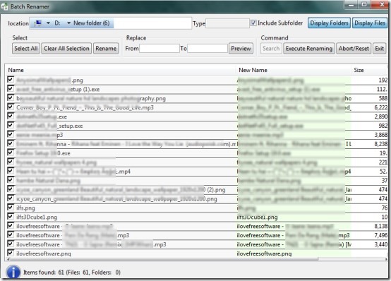 Risingware Batch Renamer- interface