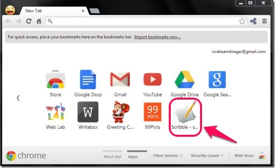 Scribble Icon on new tab page