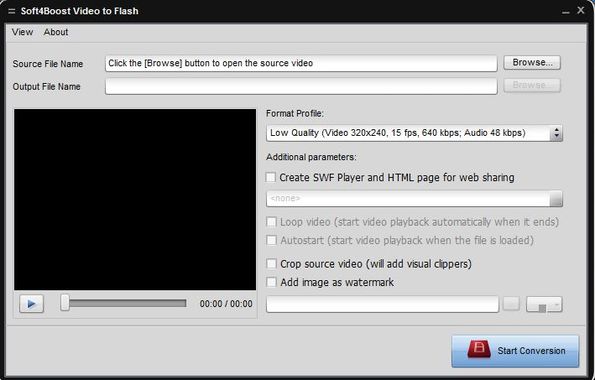 Soft4Boost Video to Flash default window