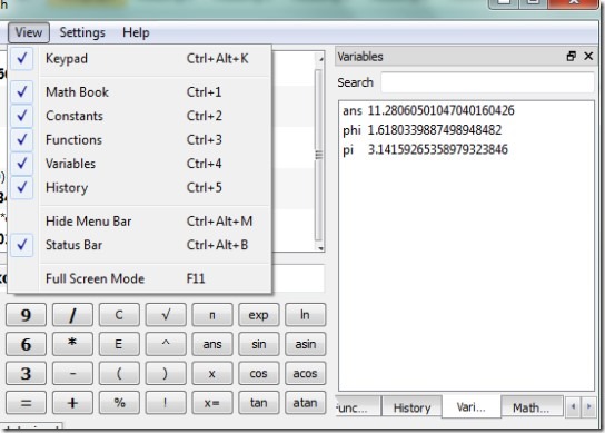 SpeedCrunch Portable- enable functions and variables