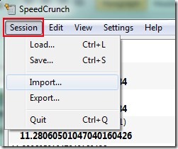 SpeedCrunch Portable- save session