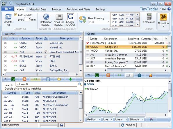 TinyTrader default window