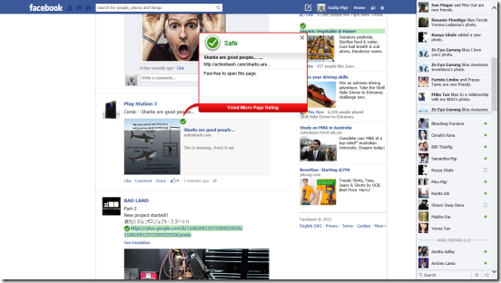 Trend Micro SmartSurfing - Accessing Facebook