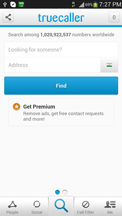 Truecaller search page