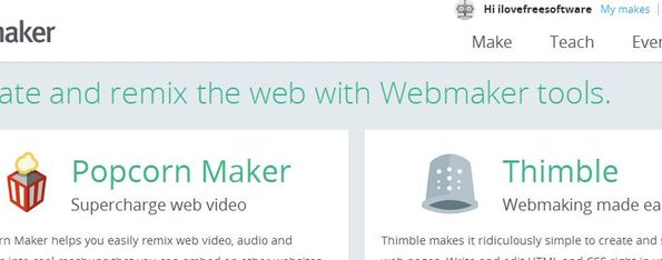 Webmaker default window