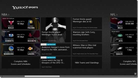 Yahoo! Sports - home screen