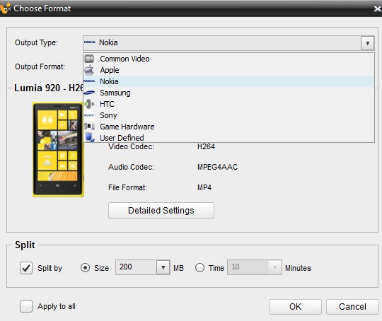 ACDSee Video Converter Free- select output type and format