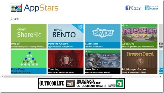 App Stars - main screen