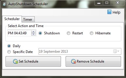 AutoShutdown Scheduler - The Free Shutdown Scheduler - Interface